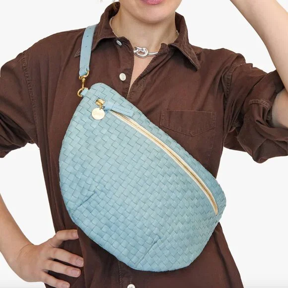 Clare V Bags Clare V Grande Fanny Sunbleached Sky Blue Woven